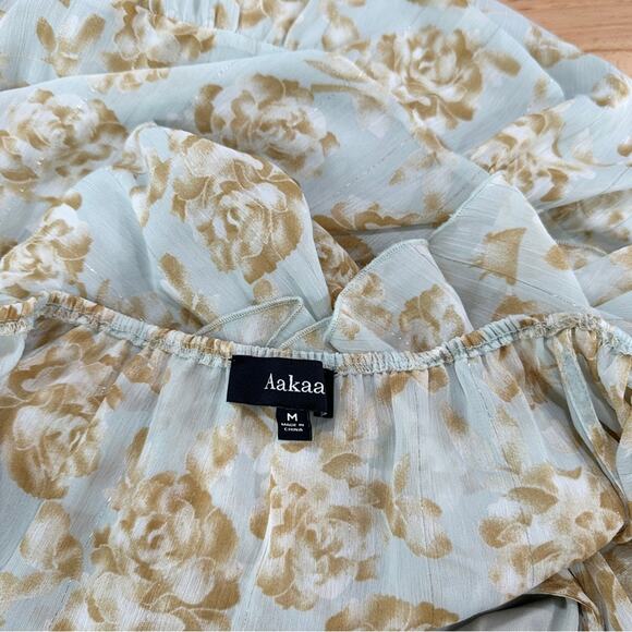 Aakaa Floral Off The Shoulder Tiered Floral Maxi Dress Bump friendly size Medium - Picture 5 of 7